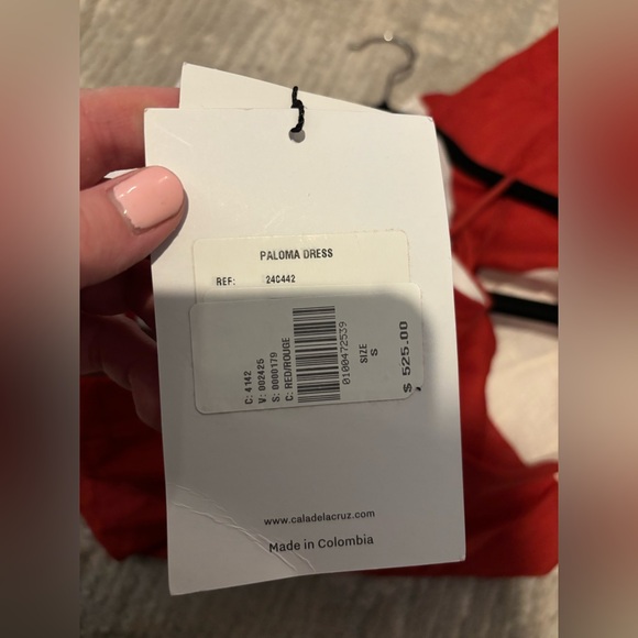 Cala de la Cruz Paloma Linen Midi Dress Red Floral Size Small NWT - Picture 11 of 12